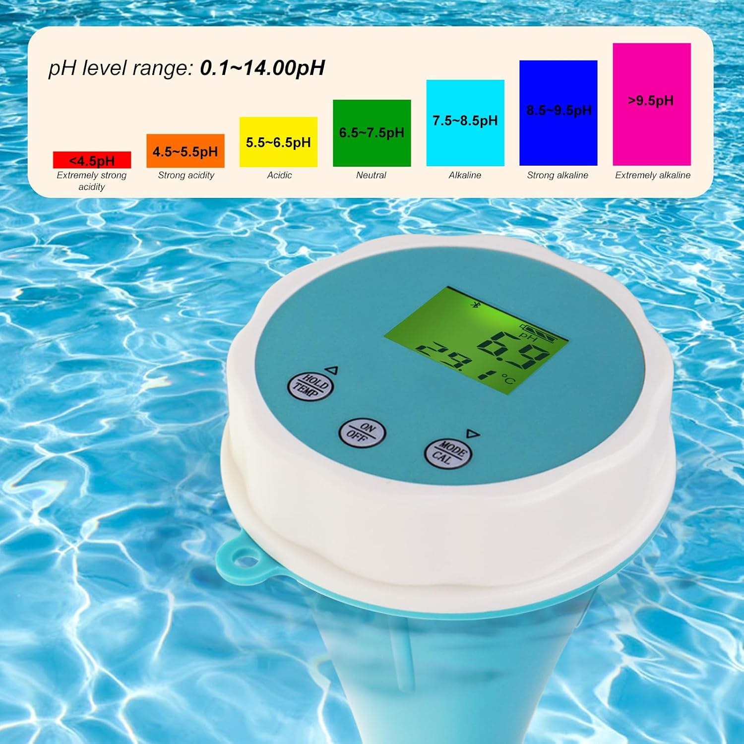 Floating 6-in-1 Bluetooth pool water sensor